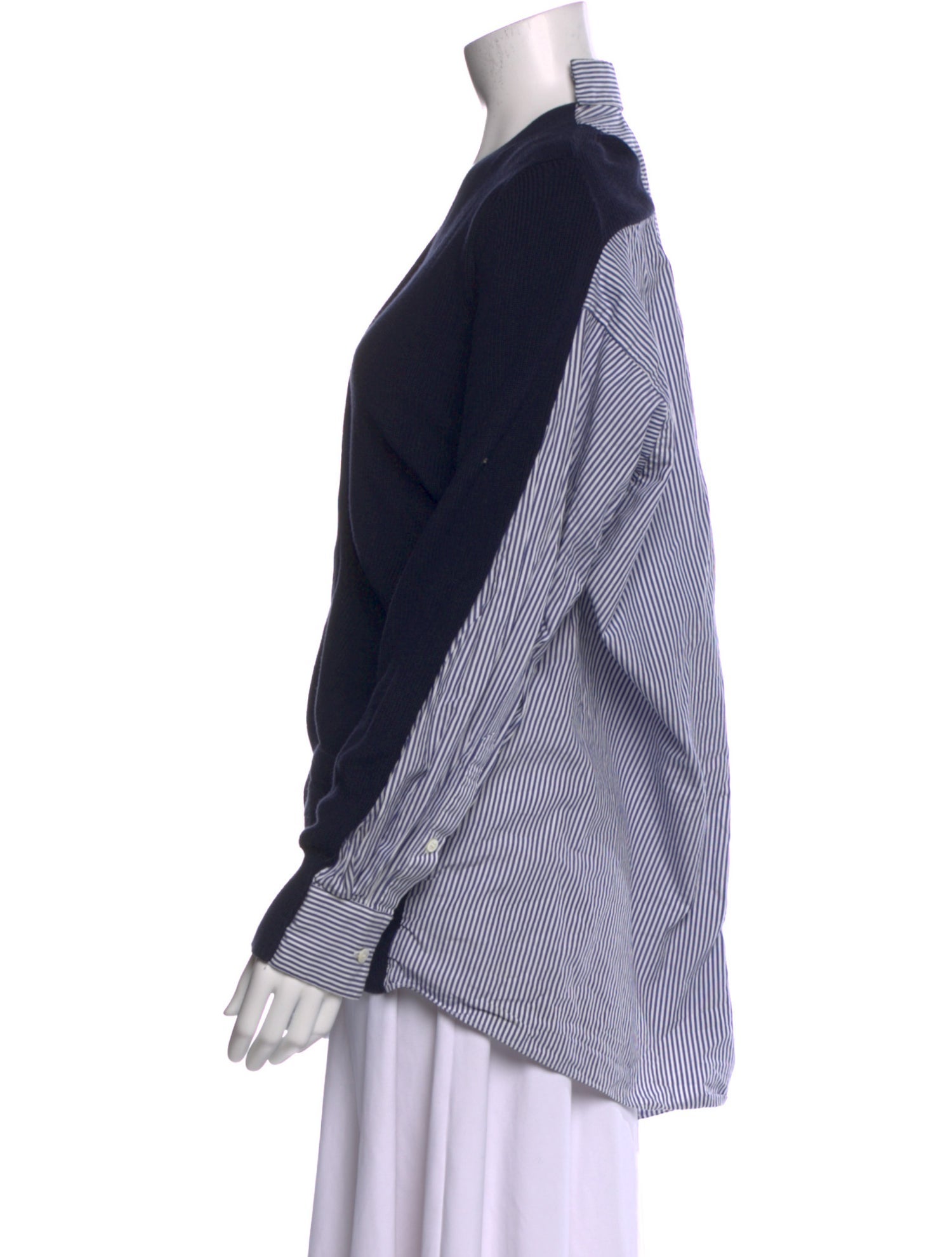 Sacai V-Neck Long Sleeve Button-Up Top