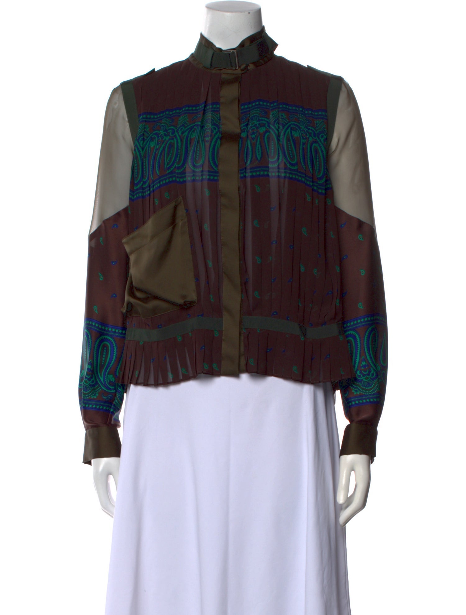 Sacai Printed Mock Neck Blouse