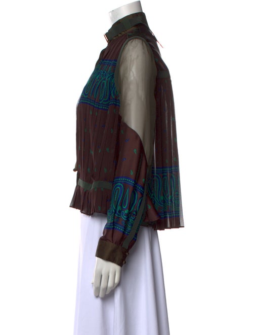 Sacai Printed Mock Neck Blouse