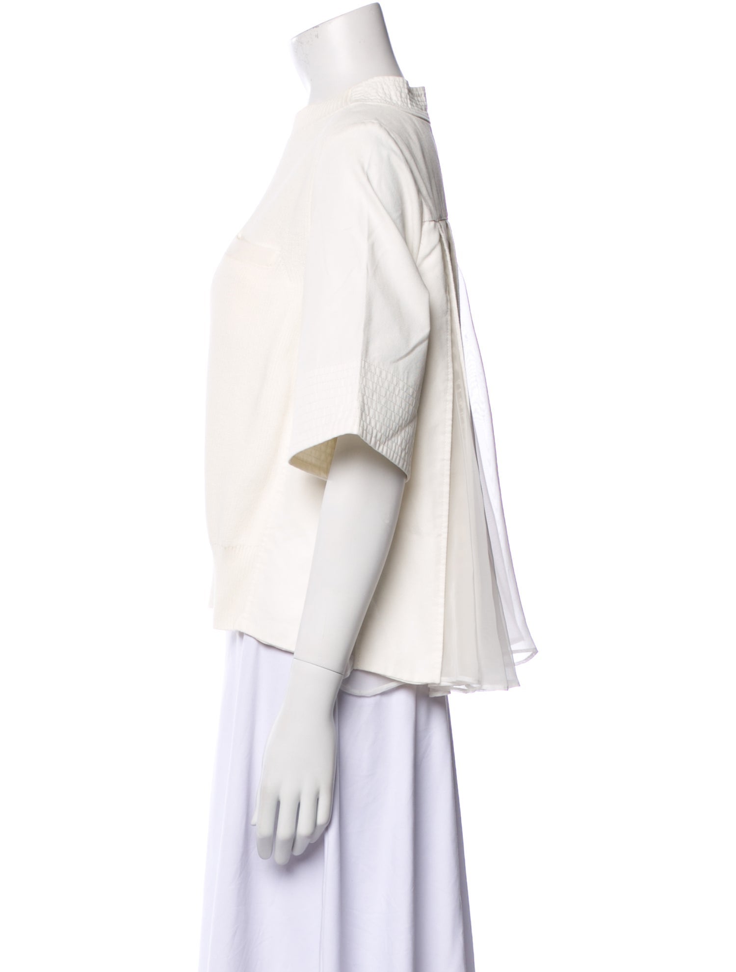 Sacai Mock Neck Short Sleeve Blouse