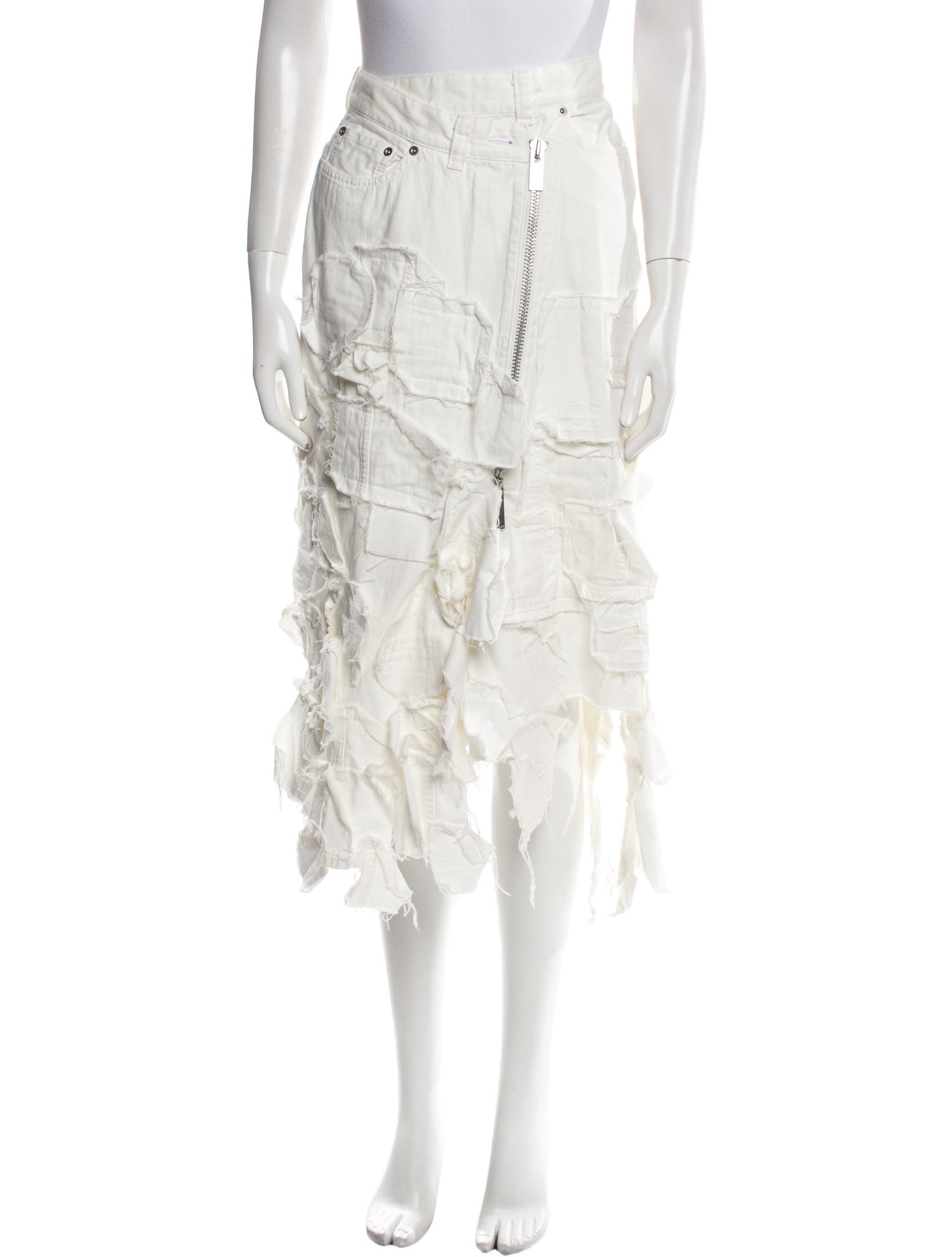 Sacai Lace Trim Embellishment Midi Length Skirt