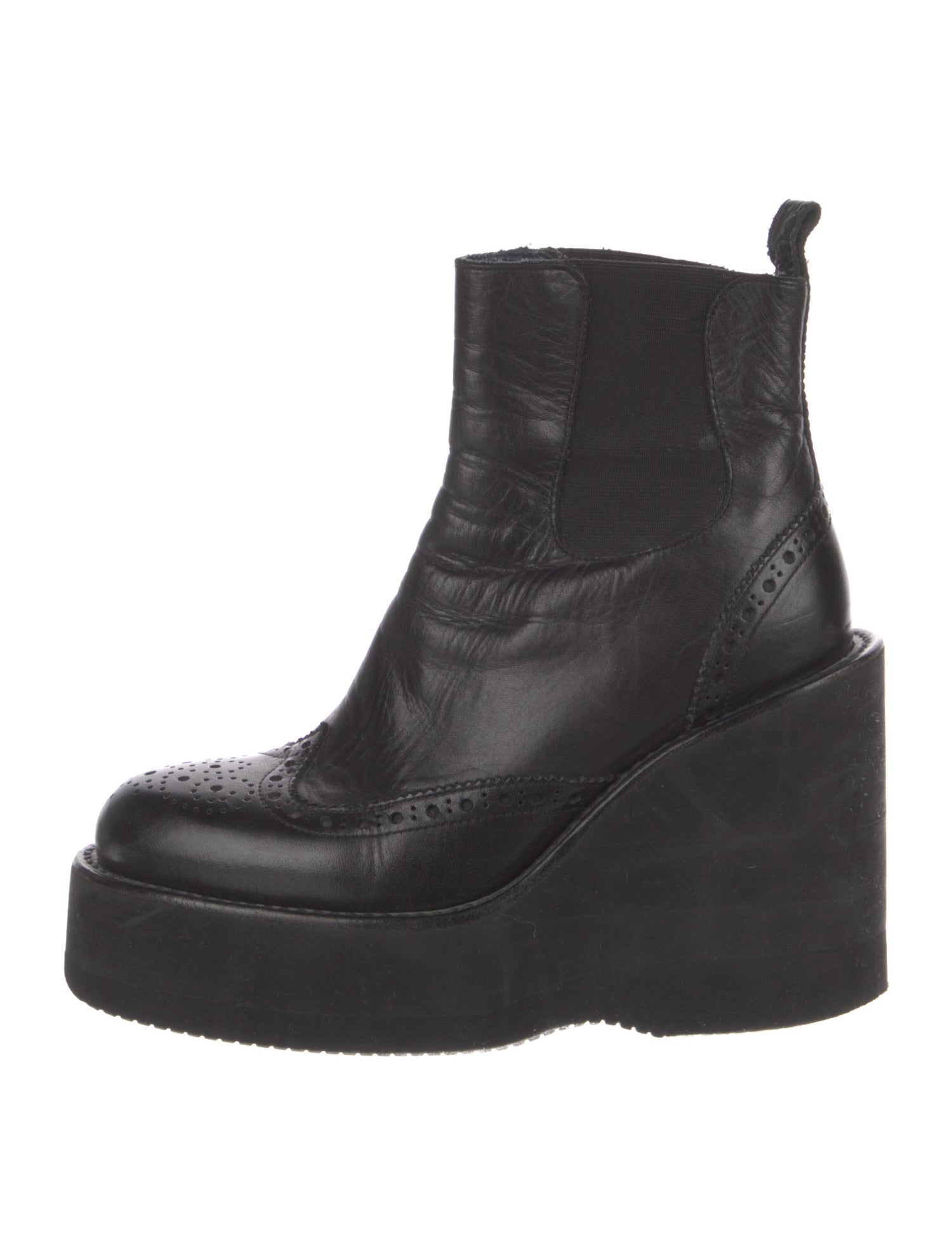 Sacai Leather Lasercut Accents Chelsea Boots