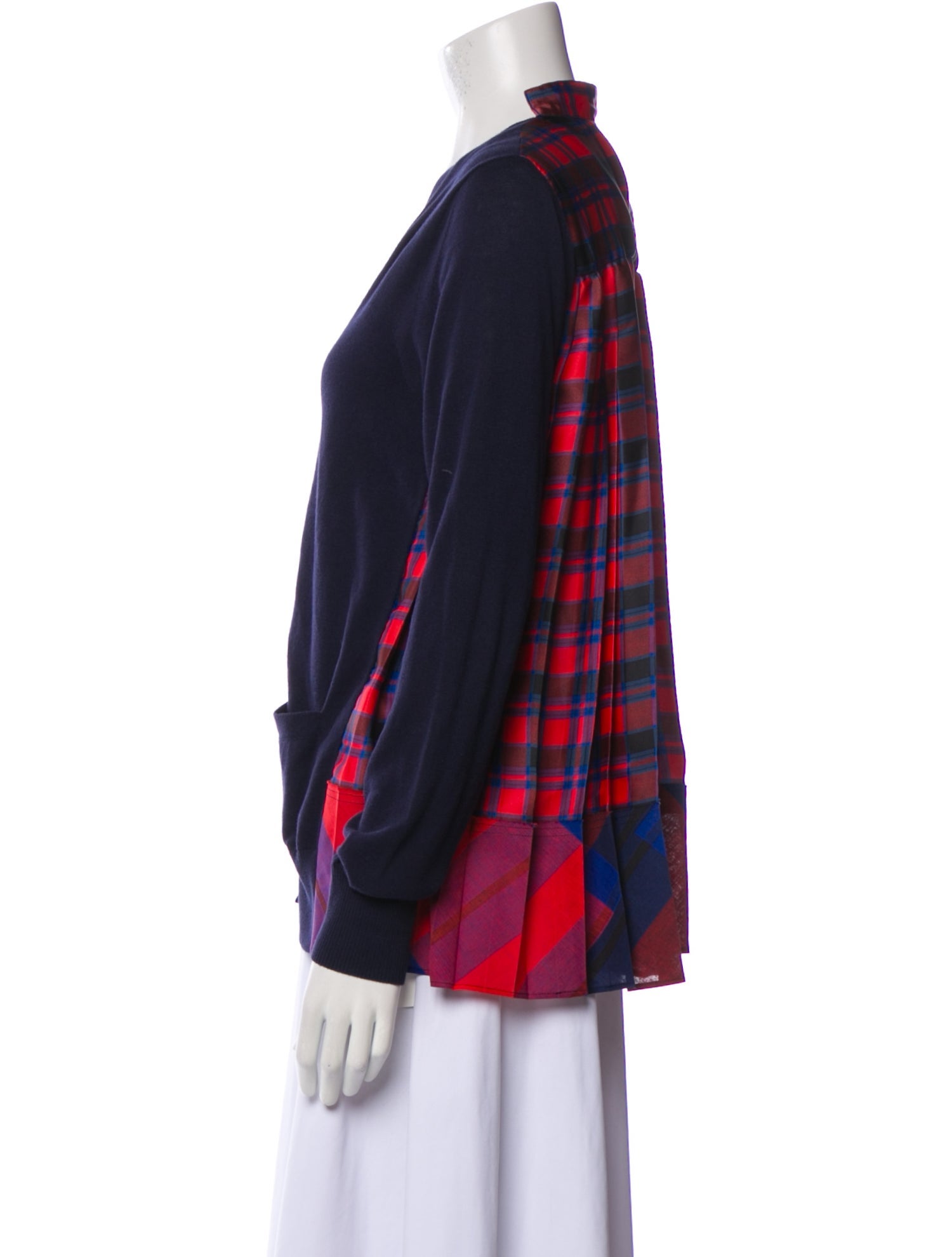 Sacai Colorblock Pattern V-Neck Sweater