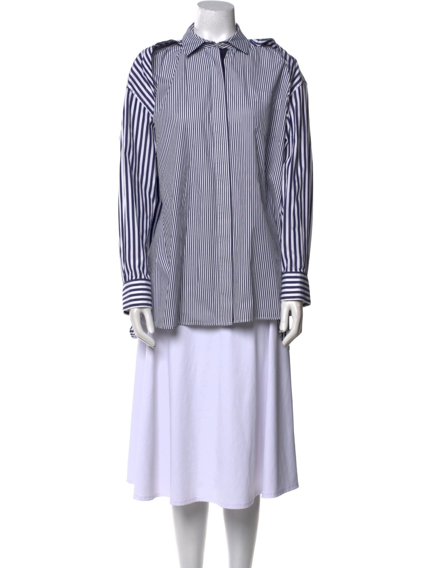 Sacai Striped Mock Neck Button-Up Top