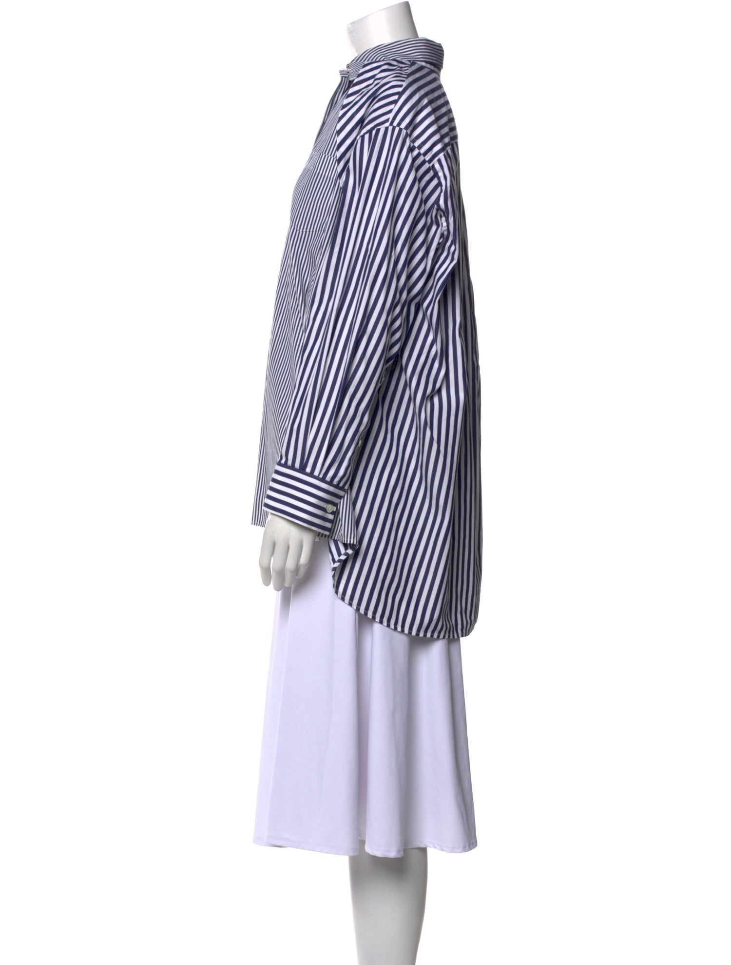 Sacai Striped Mock Neck Button-Up Top