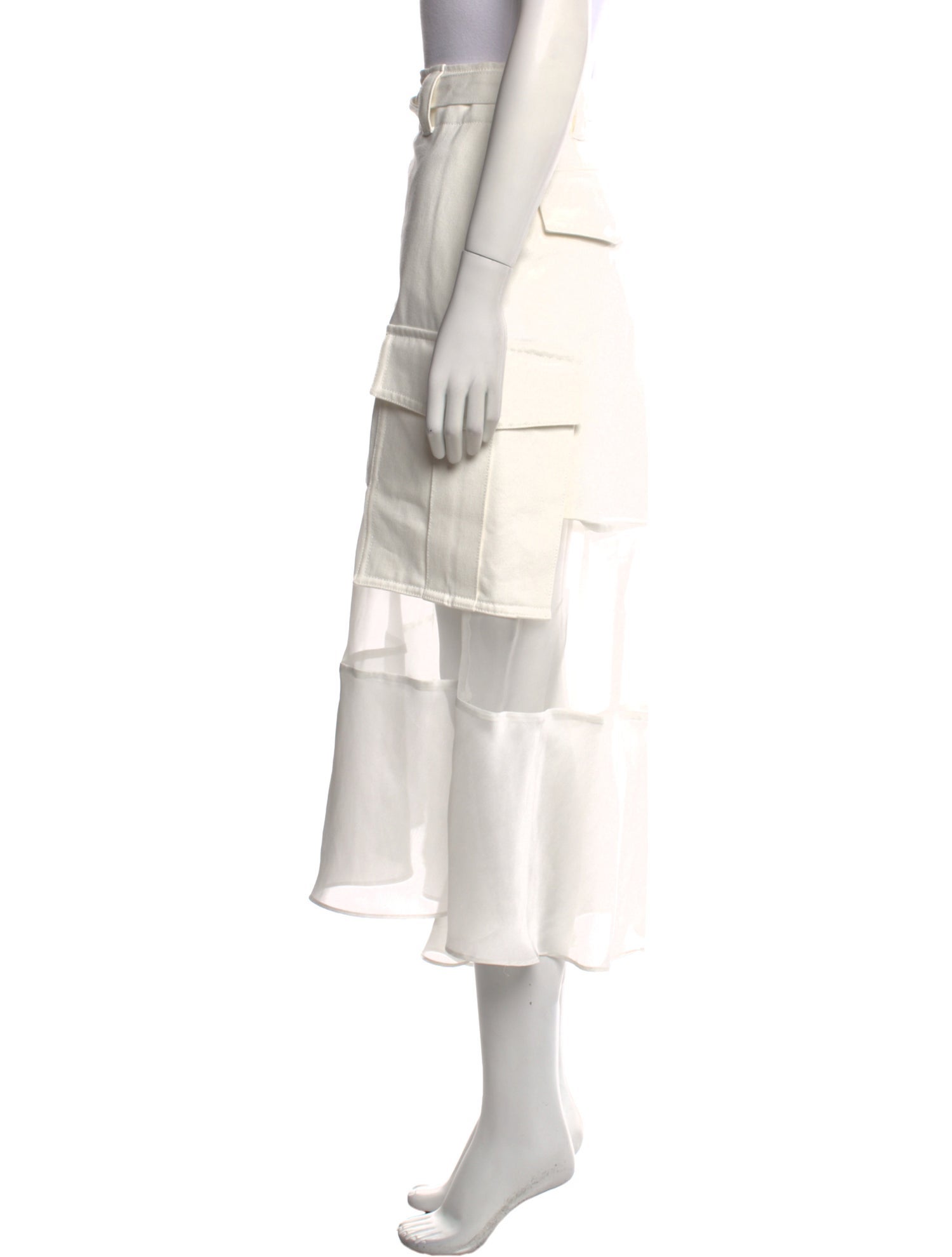 Sacai Ruffle Embellishment Midi Length Skirt