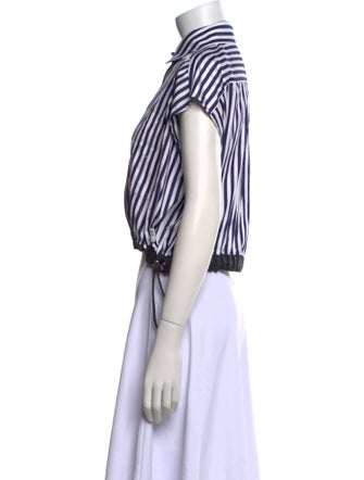 Sacai Striped Short Sleeve Crop Top