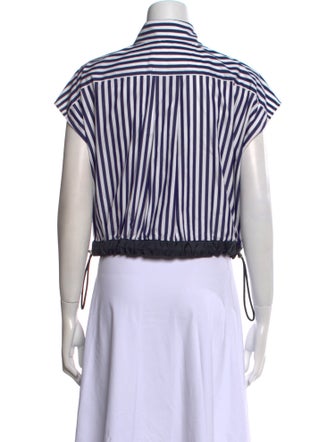 Sacai Striped Short Sleeve Crop Top