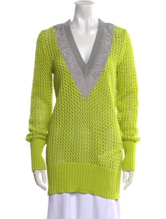 Sacai Colorblock Pattern V-Neck Sweater