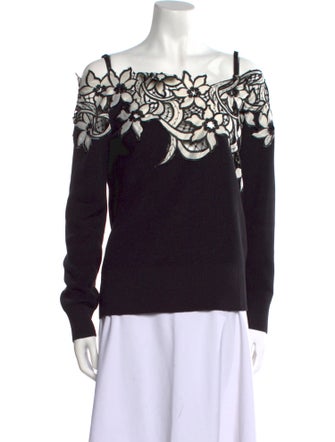 Sacai Lace Pattern Square Neckline Top