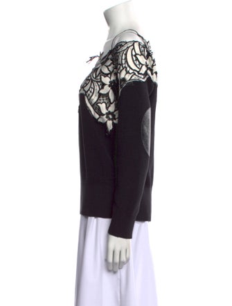 Sacai Lace Pattern Square Neckline Top