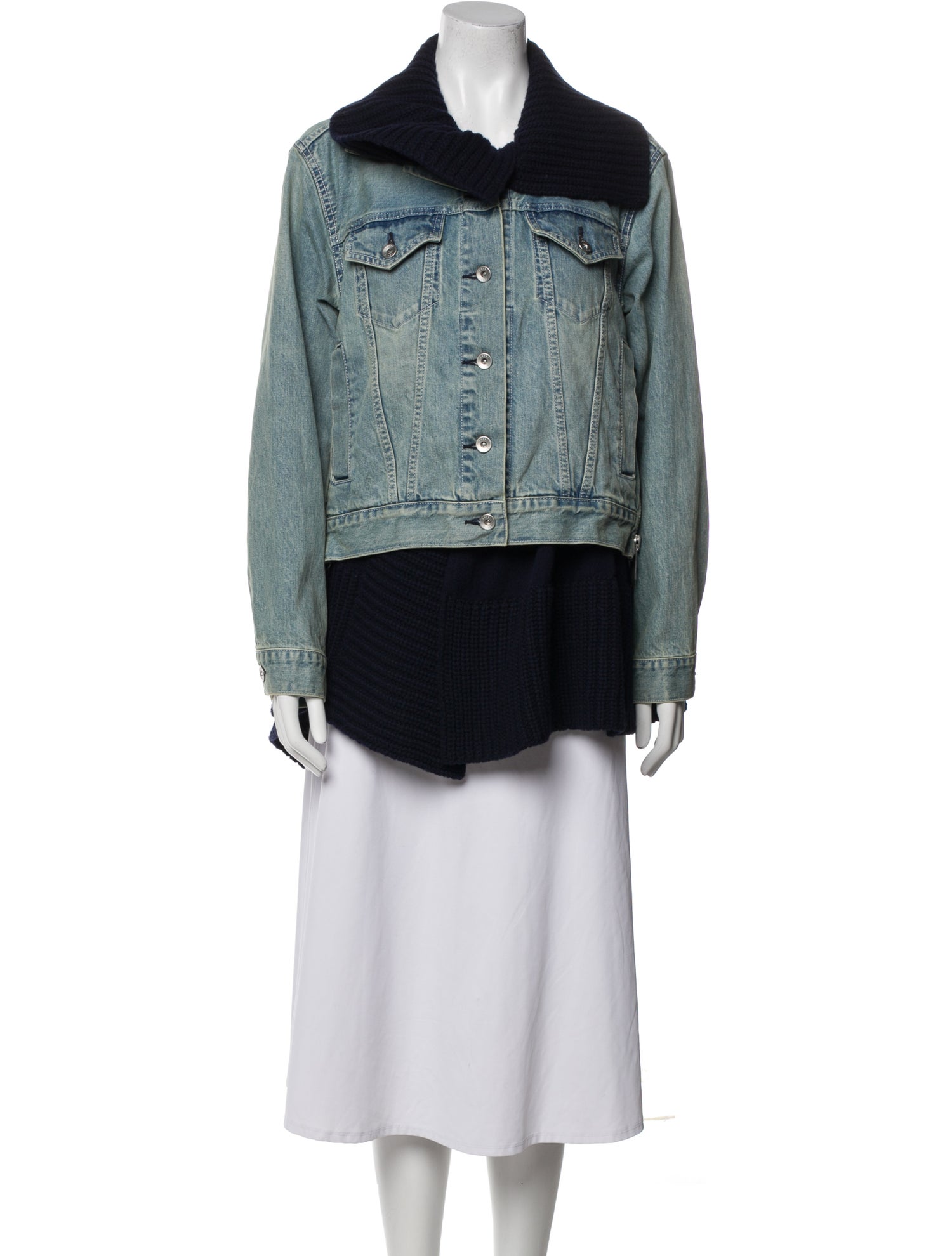 Sacai Colorblock Pattern Denim Jacket