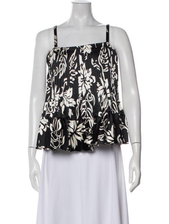 Sacai Printed Square Neckline Top