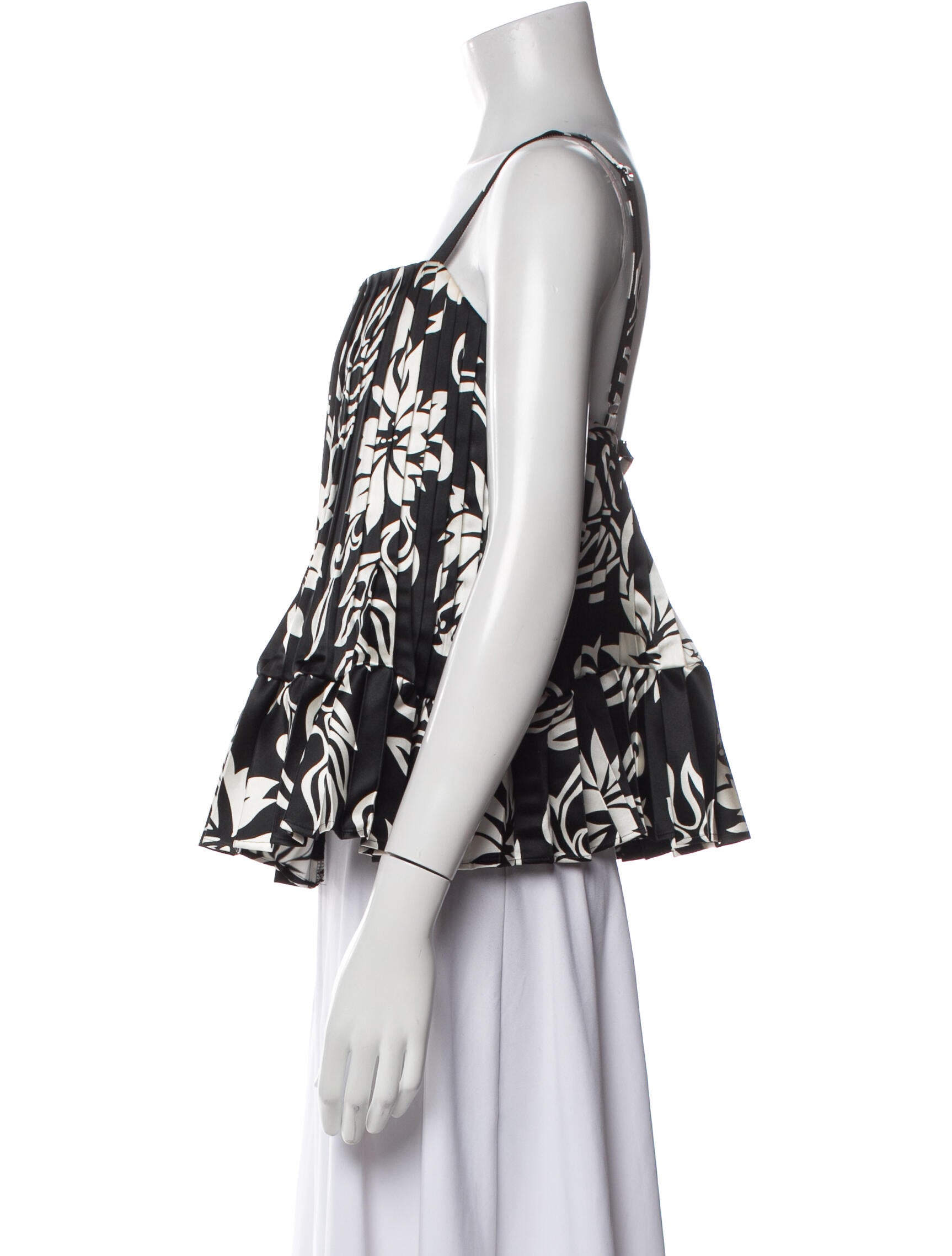 Sacai Printed Square Neckline Top