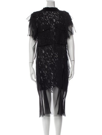Sacai Lace Pattern Midi Length Dress
