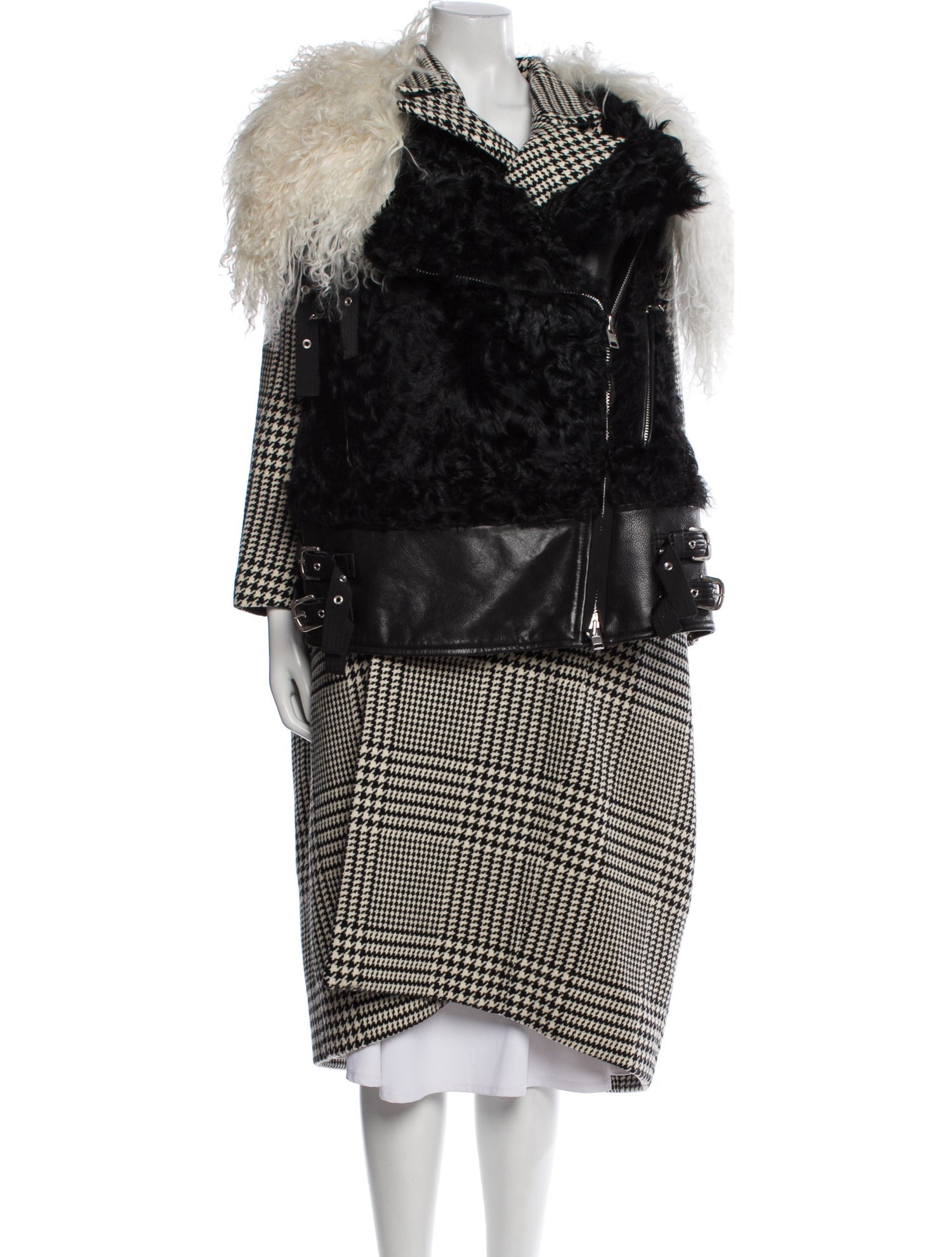 Sacai Wool Houndstooth Print Coat