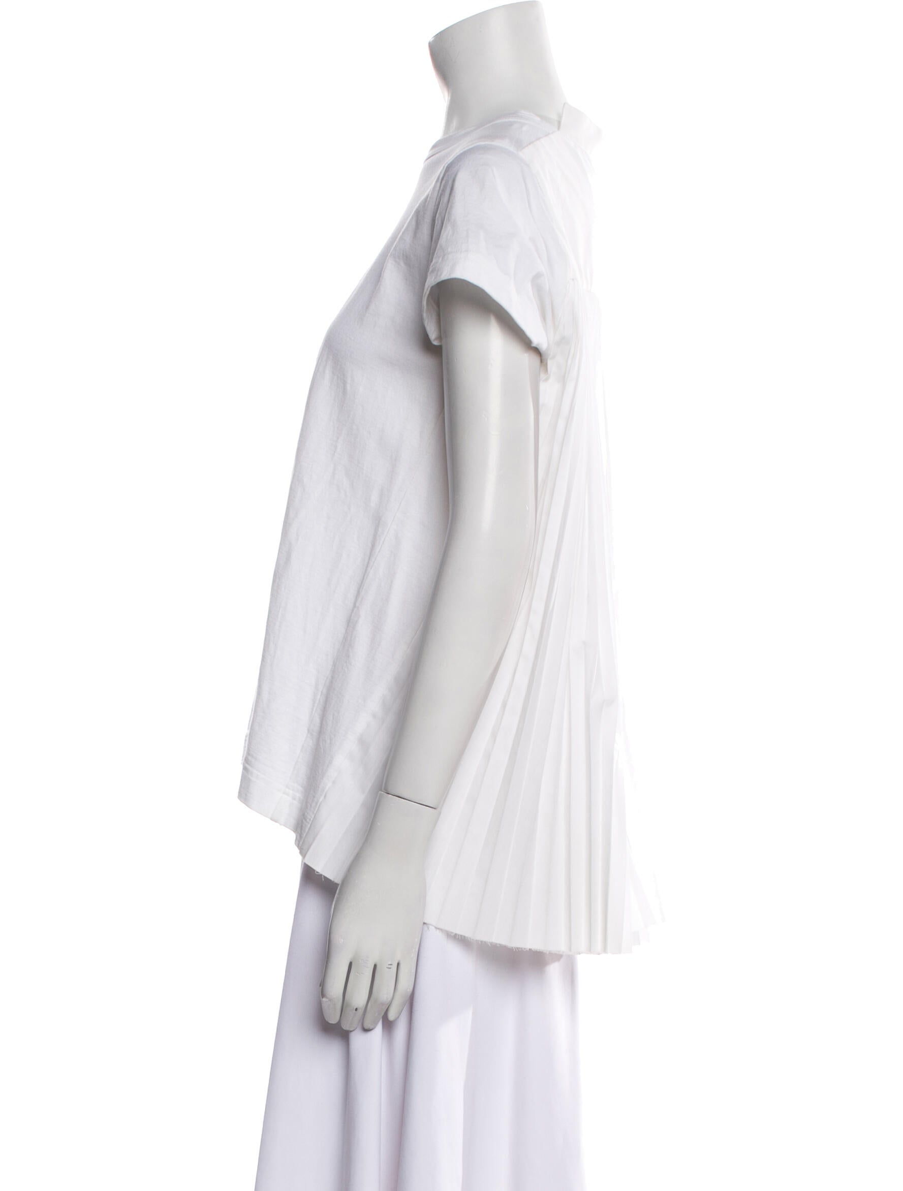 Sacai Bateau Neckline Short Sleeve T-Shirt