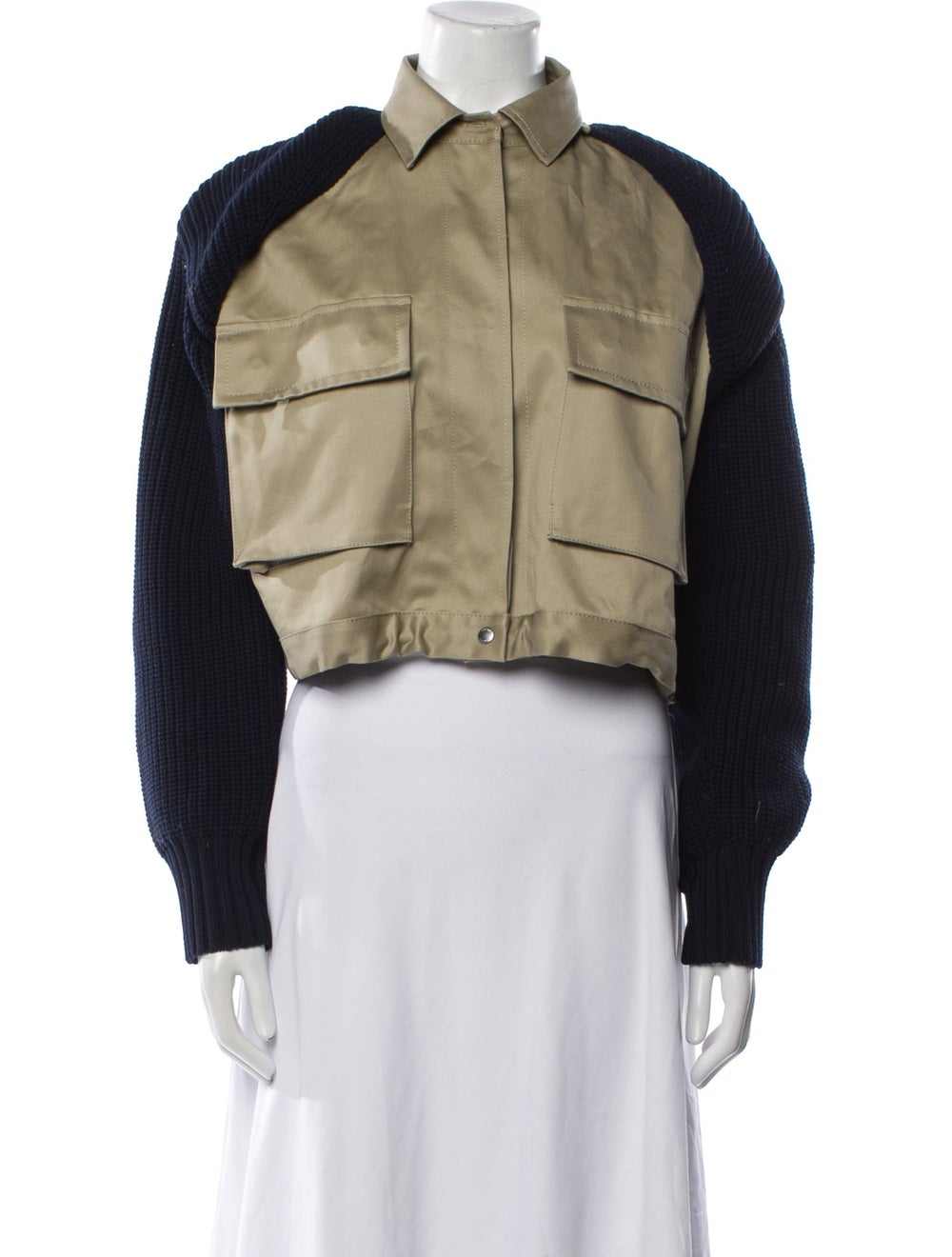 Sacai Jacket Blue Colorblock Pattern Pointed Coll… - image 1