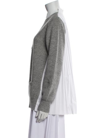 Sacai Wool V-Neck Button-Up Top