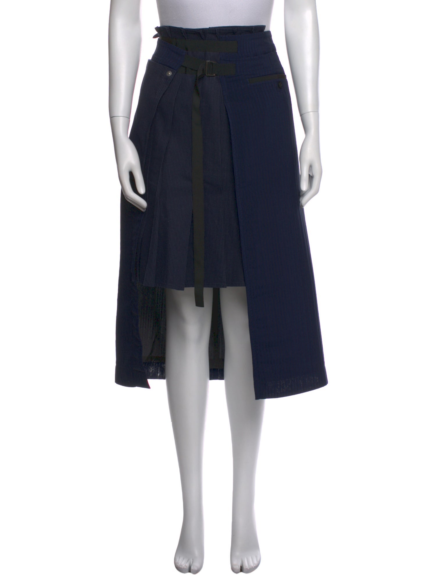 Sacai Pleated Accents Midi Length Skirt