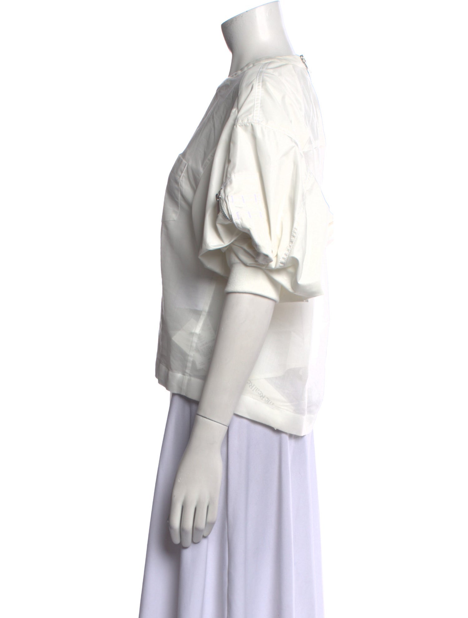 Sacai Crew Neck Three-Quarter Sleeve Crop Top