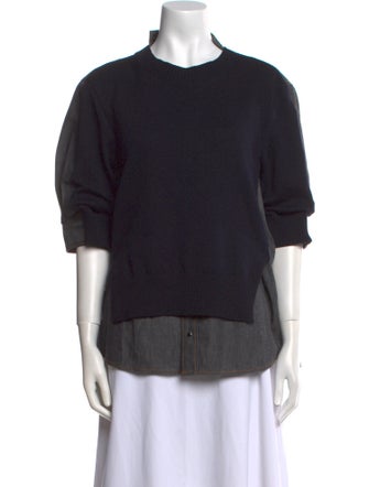 Sacai Crew Neck Three-Quarter Sleeve Sweatshirt