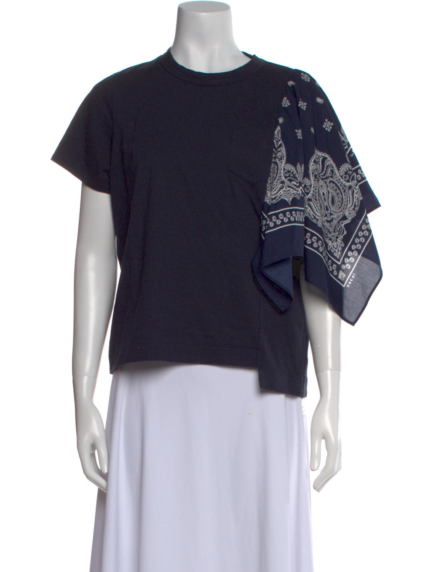 Sacai Paisley Print Crew Neck T-Shirt