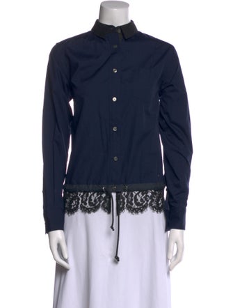 Sacai Mock Neck Long Sleeve Button-Up Top