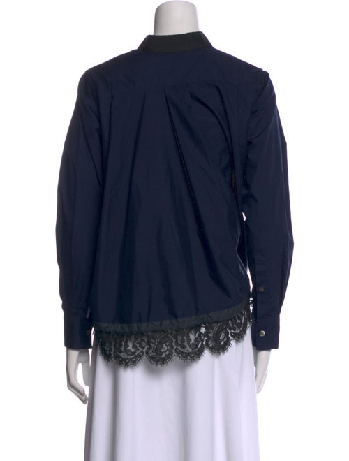 Sacai Mock Neck Long Sleeve Button-Up Top