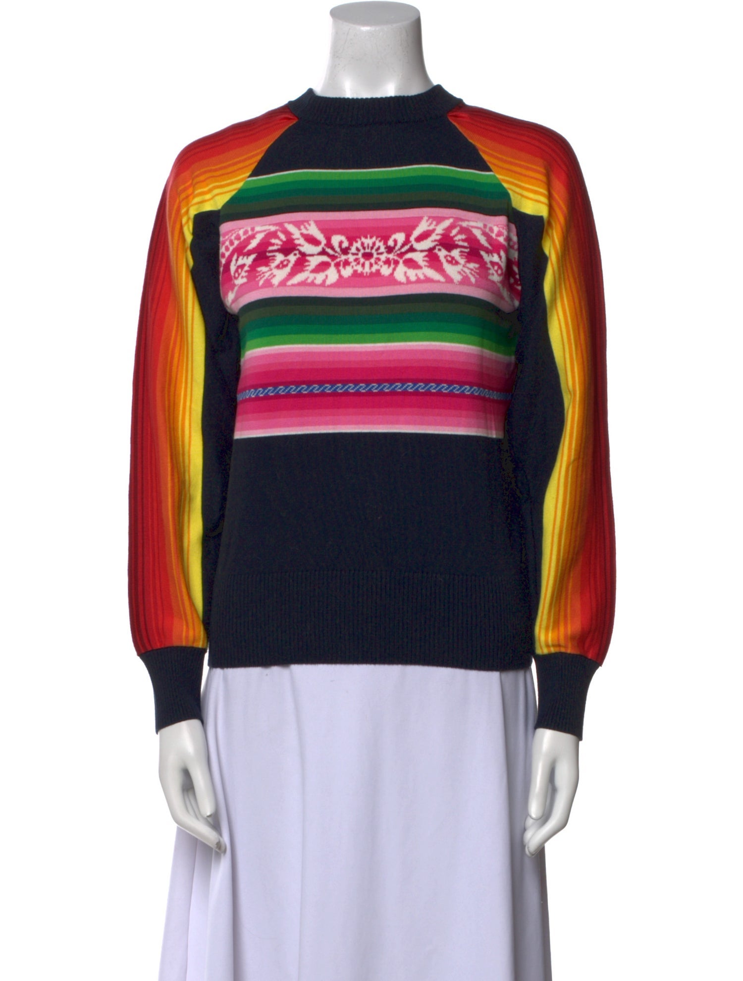 Sacai Striped Crew Neck Sweater