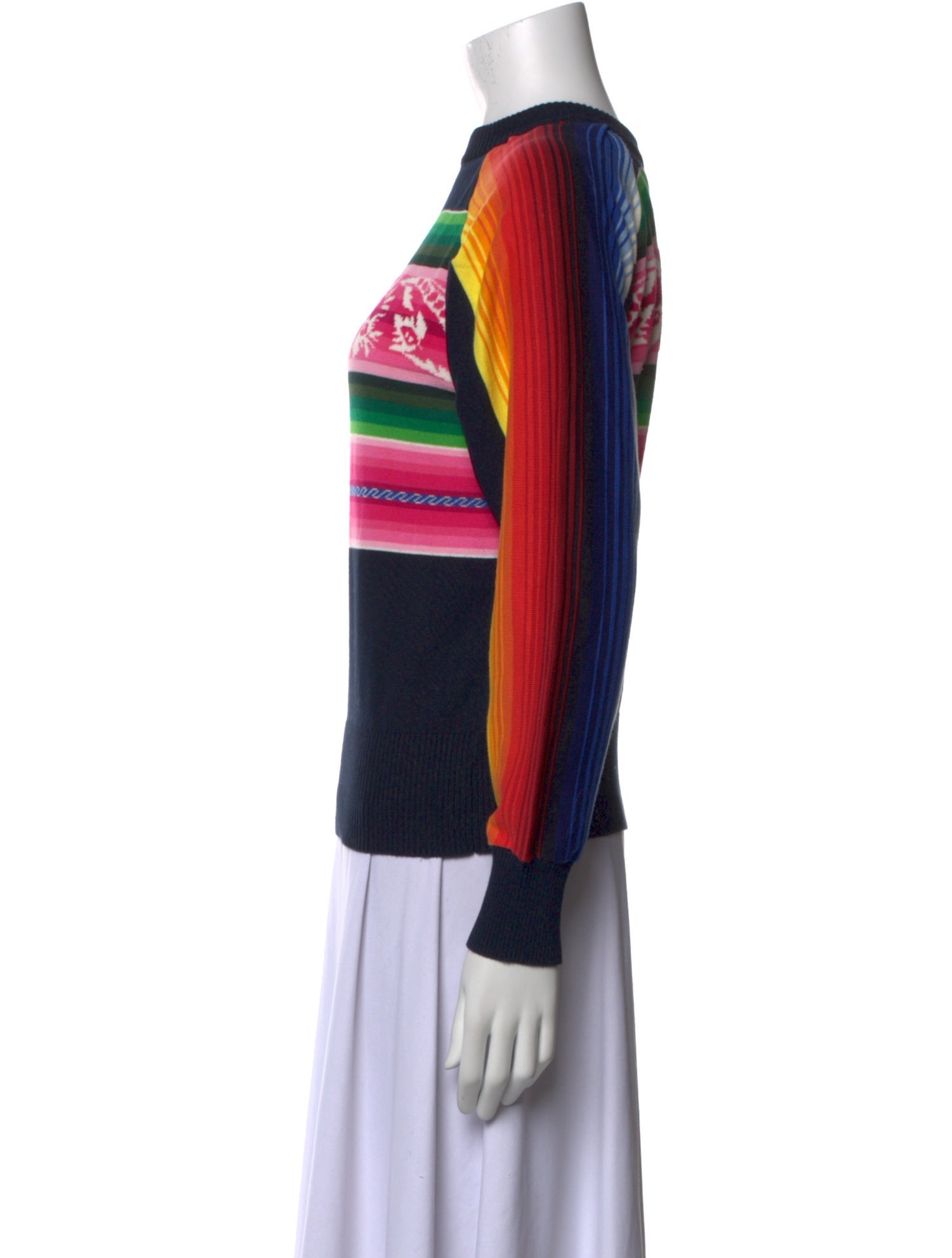 Sacai Striped Crew Neck Sweater