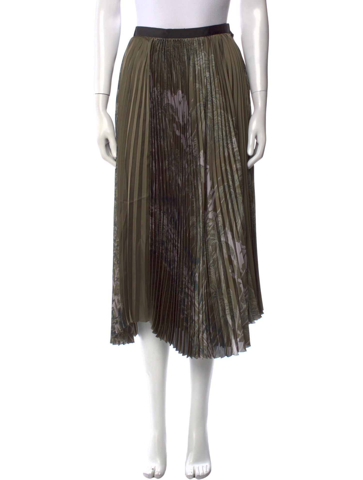 Sacai Pleated Accents Midi Length Skirt