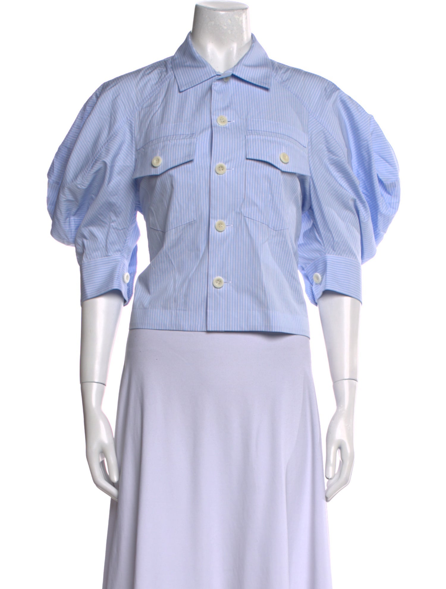 Sacai Striped Short Sleeve Button-Up Top