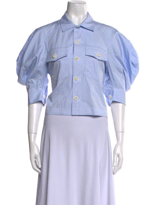 Sacai Striped Short Sleeve Button-Up Top
