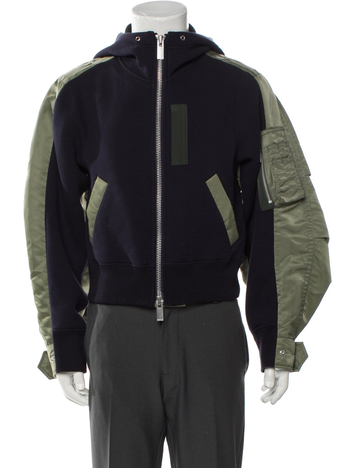 Sacai Colorblock Pattern Crew Neck Hoodie