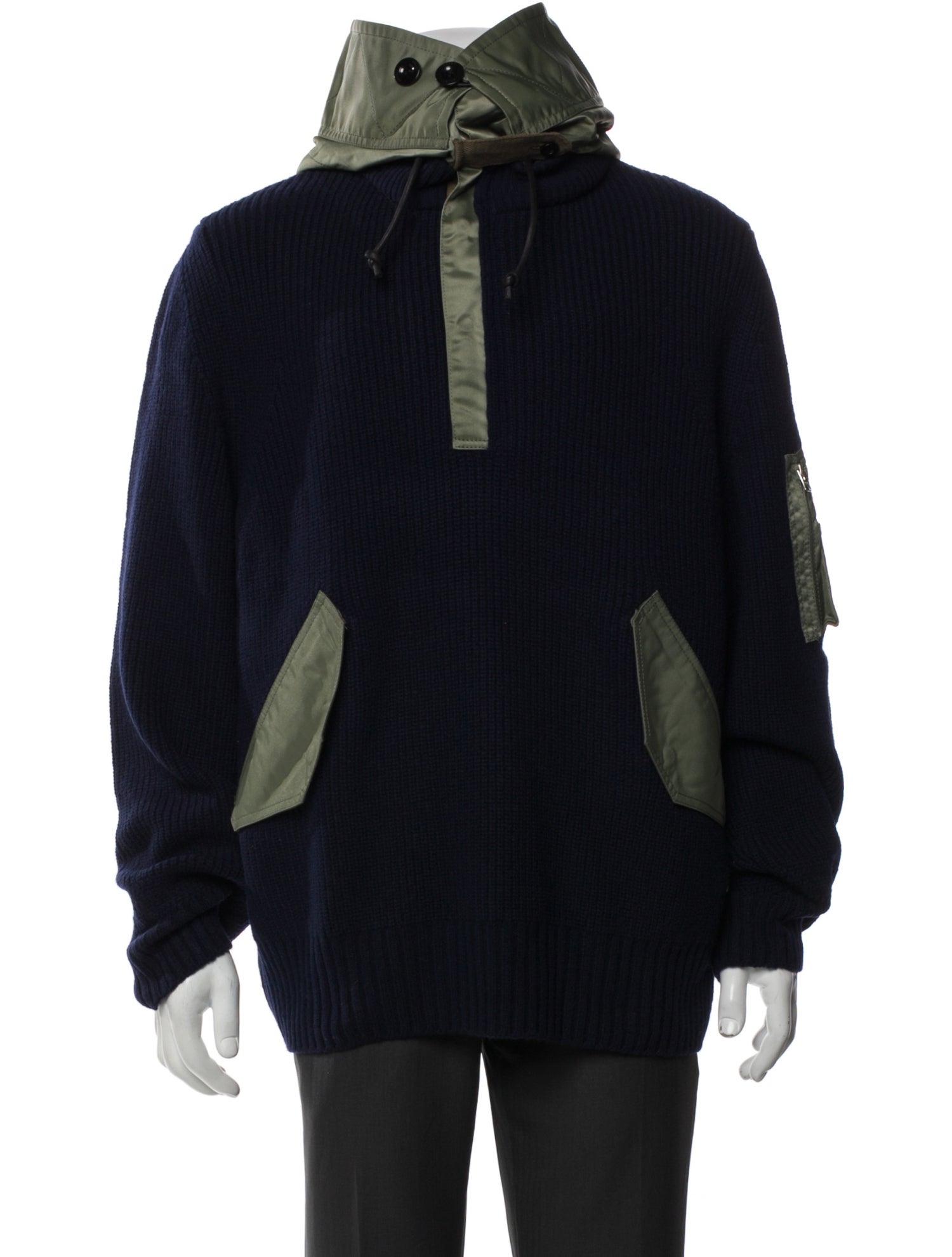 Sacai Wool Colorblock Pattern Parka w/ Tags