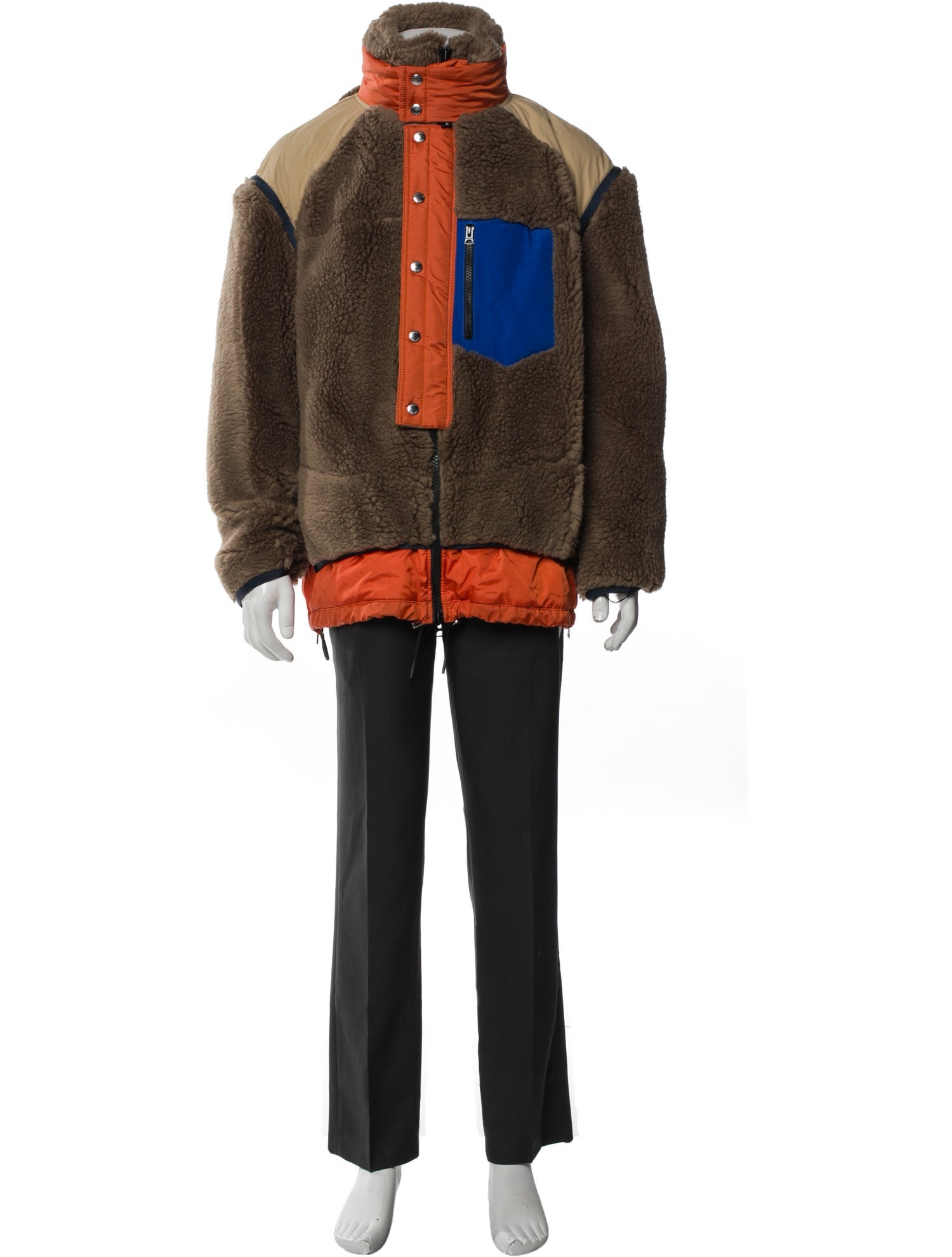 Sacai Wool Colorblock Pattern Parka w/ Tags