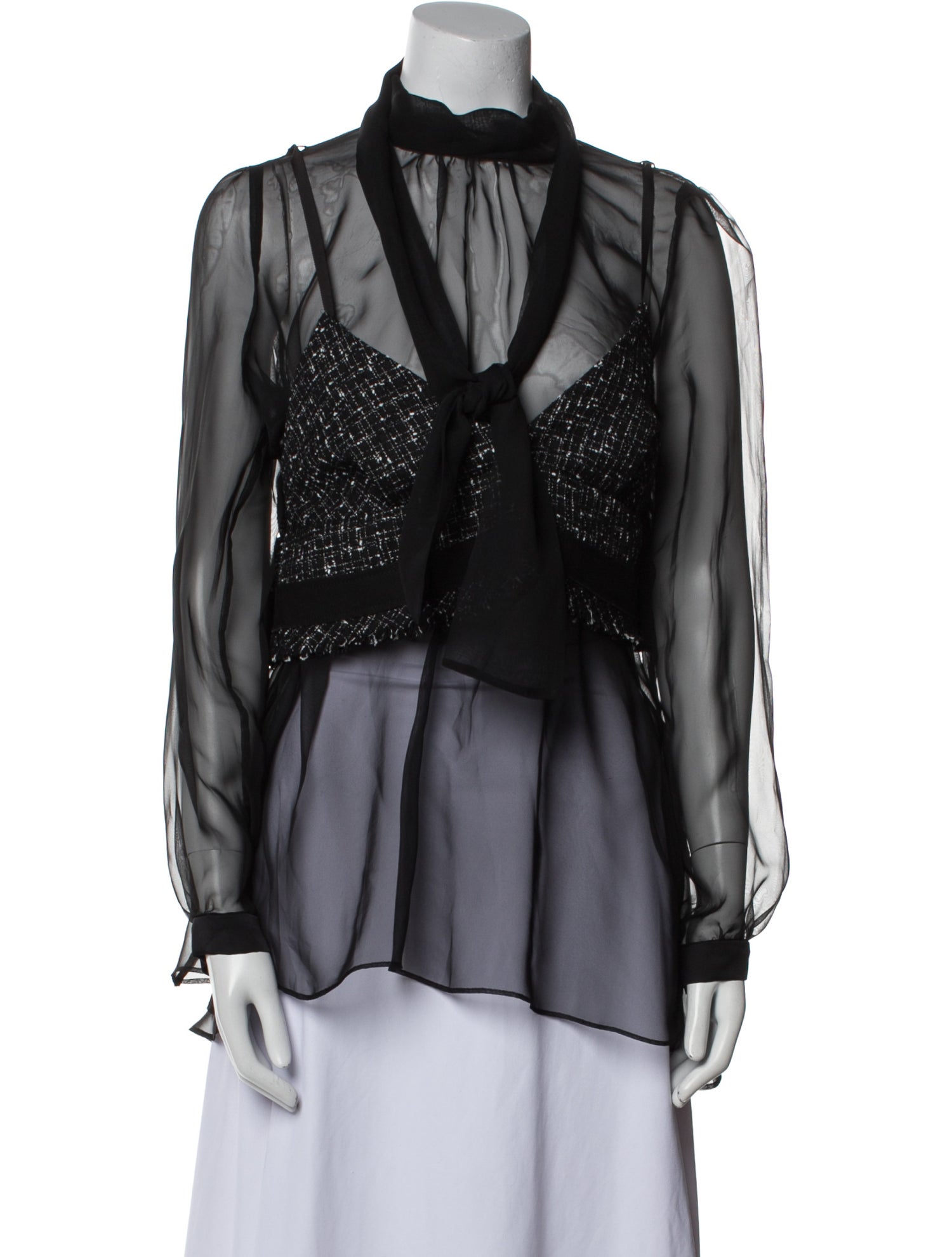 Sacai Mock Neck Long Sleeve Blouse