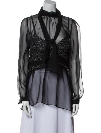 Sacai Mock Neck Long Sleeve Blouse