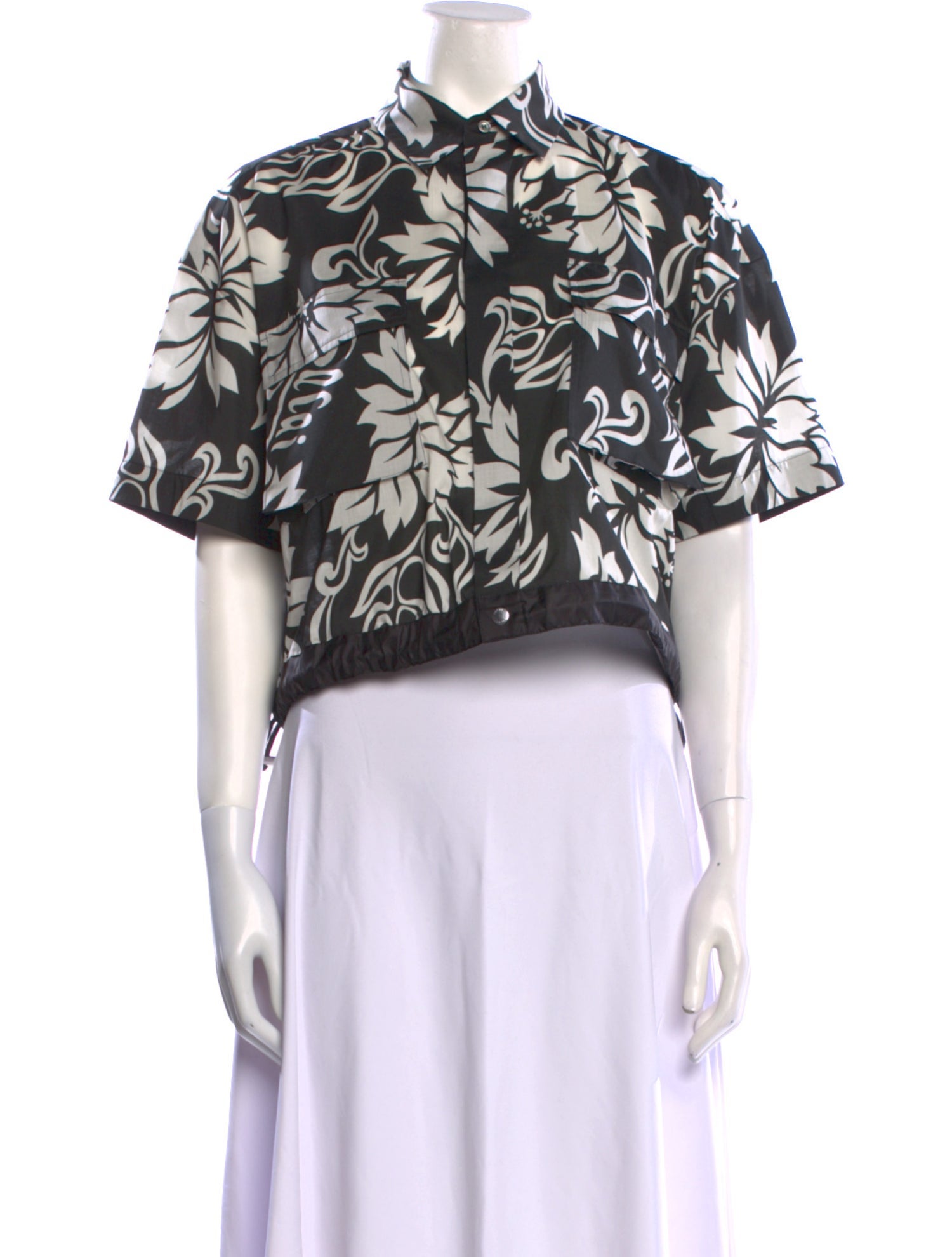 Sacai Printed Short Sleeve Crop Top
