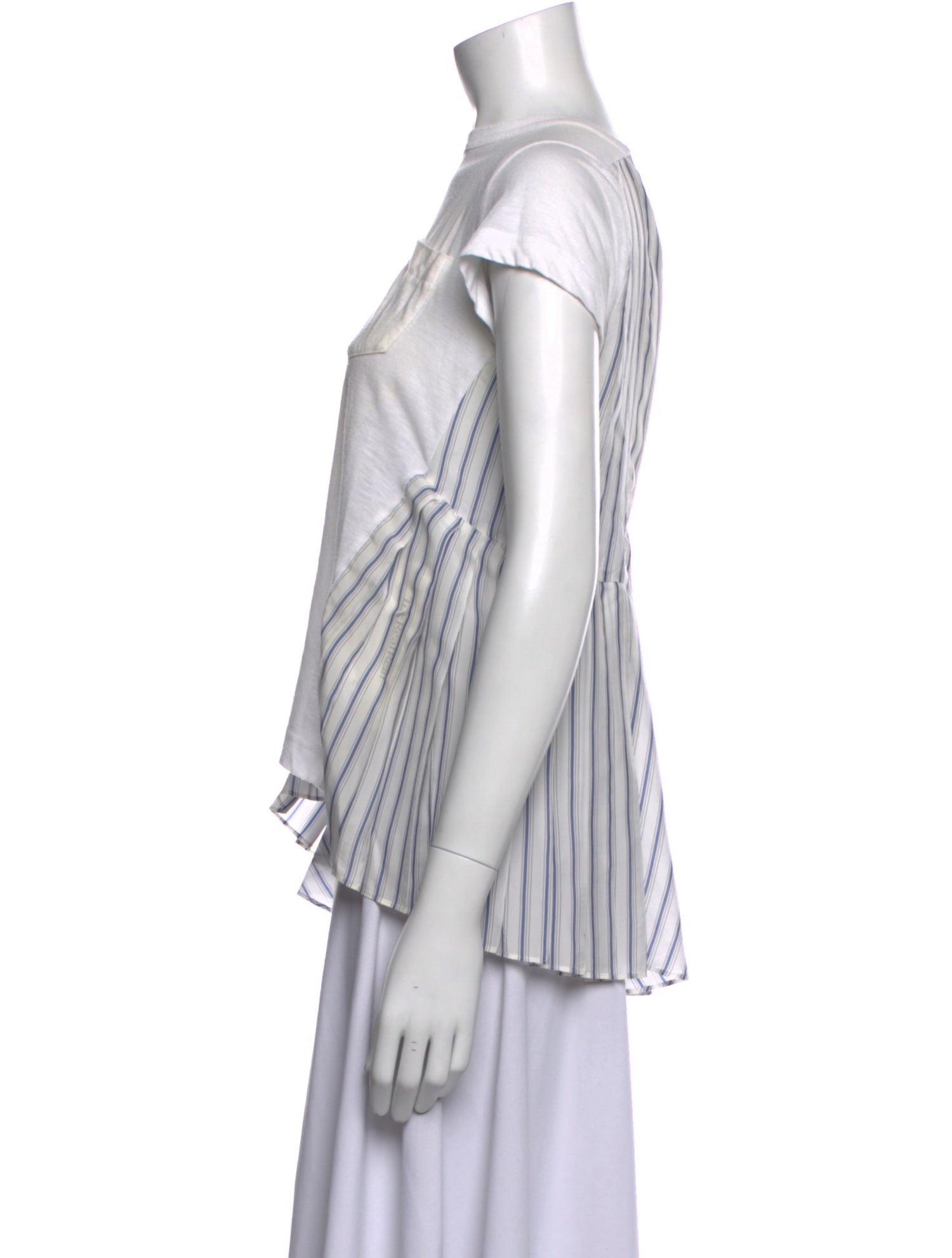 Sacai Linen Crew Neck Crop Top