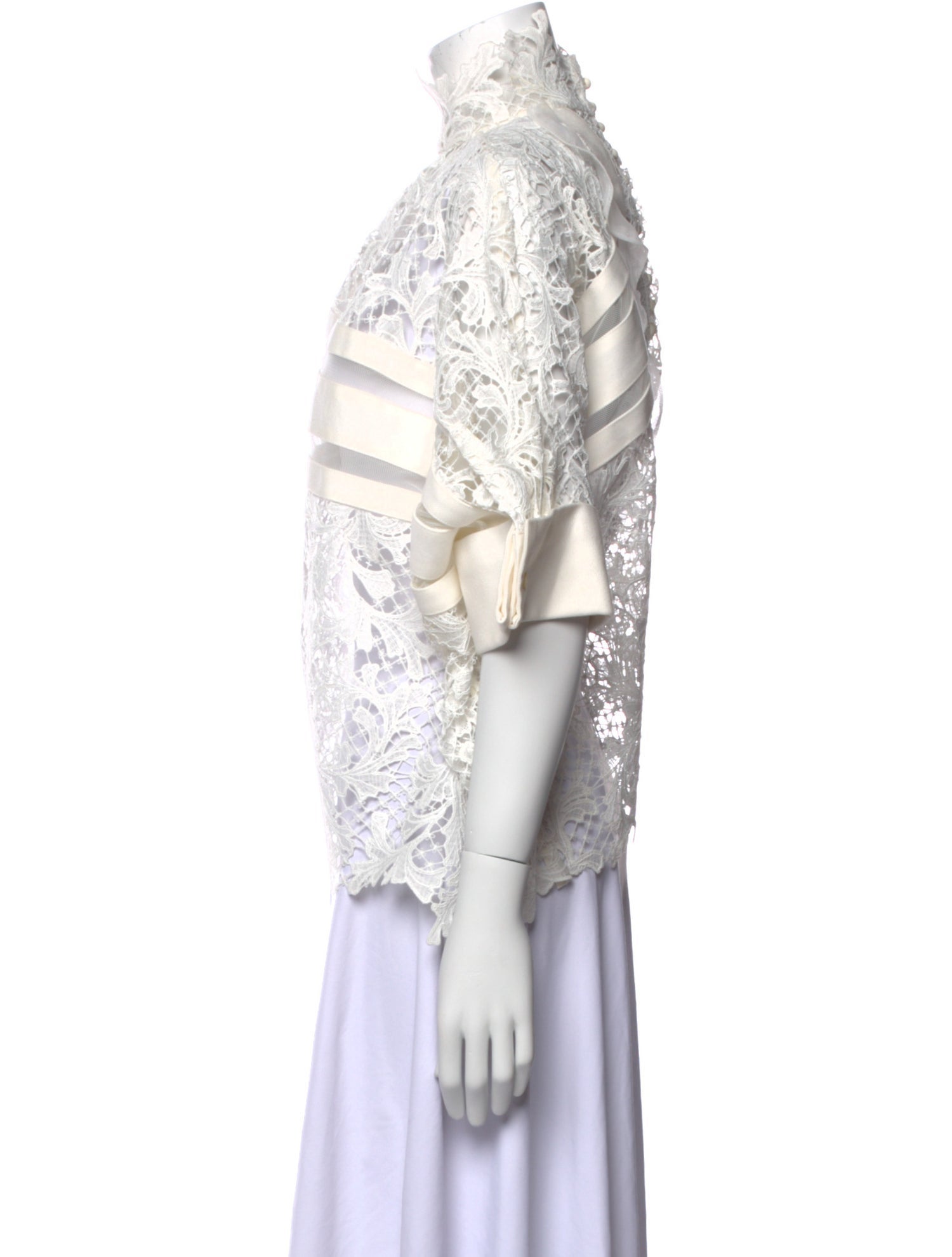 Sacai Lace Pattern Mock Neck Blouse