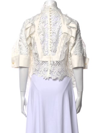 Sacai Lace Pattern Mock Neck Blouse