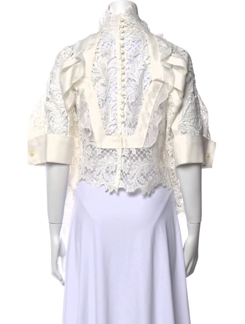 Sacai Lace Pattern Mock Neck Blouse
