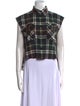 Sacai Plaid Print Mock Neck Crop Top