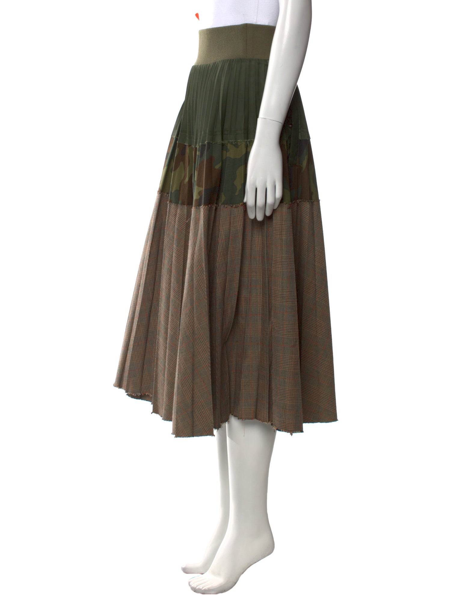 Sacai Raw-Edge Trim Midi Length Skirt