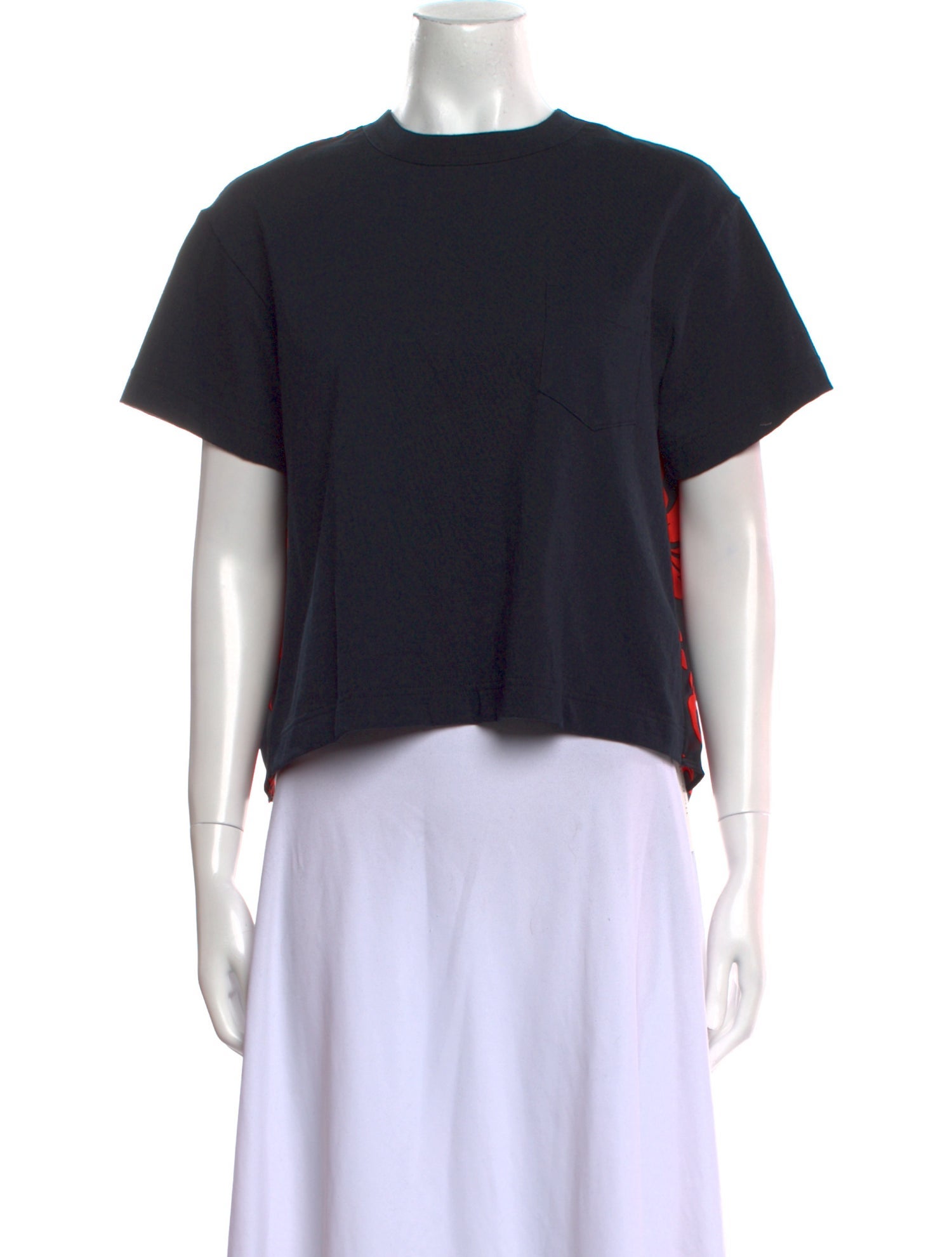 Sacai Crew Neck Short Sleeve Crop Top