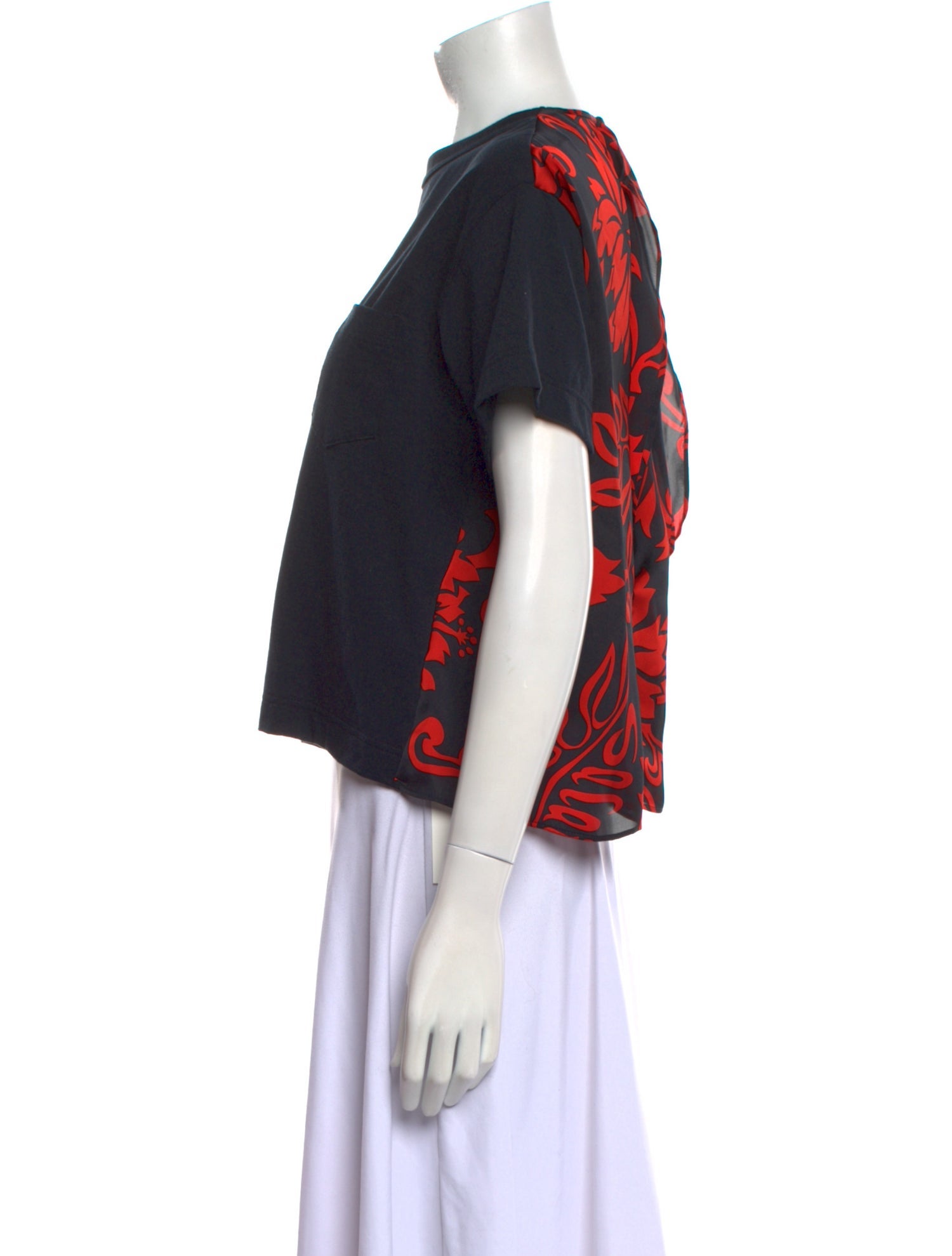 Sacai Crew Neck Short Sleeve Crop Top