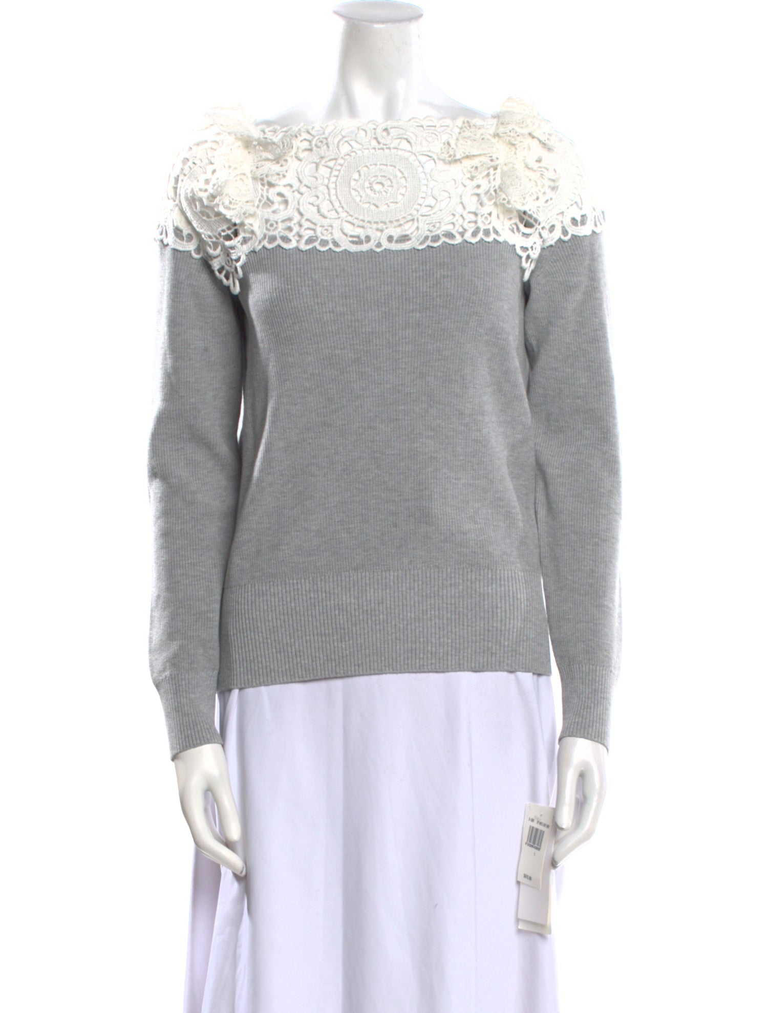 Sacai Lace Pattern Bateau Neckline Sweatshirt w/ Tags