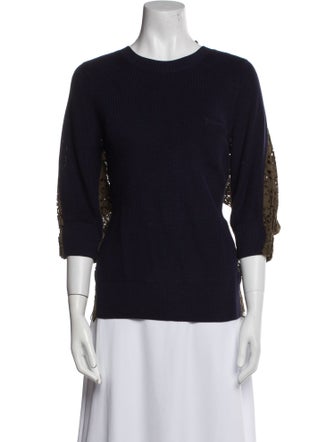 Sacai Crew Neck Three-Quarter Sleeve Top